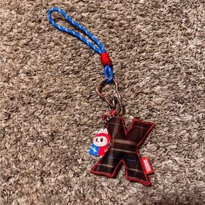Plaid 'K' Keychain with Blue Strap